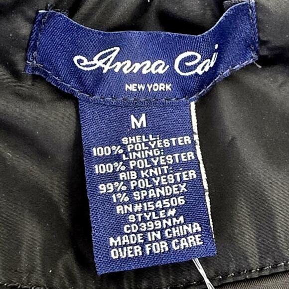 Anna Cai Black Jacket Rain Windbreaker Rib Knit Collar Cuffs MSRP $64 Women's M - Picture 4 of 7